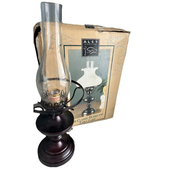 Vintage The Classic Hurricane Style Table Lamp By Alsy Lighting New In Box READ - Picture 1 of 12